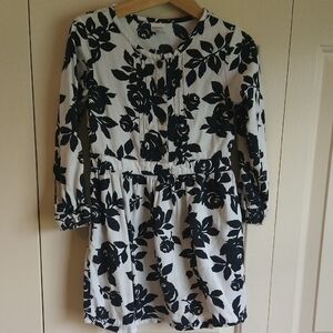 Floral Black and White Kids Dress